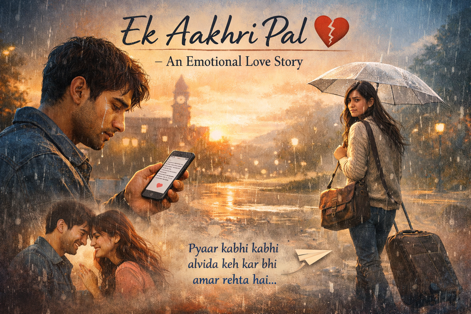Aarav sends his last message to Meera, embracing memories and selfless love on a rainy night