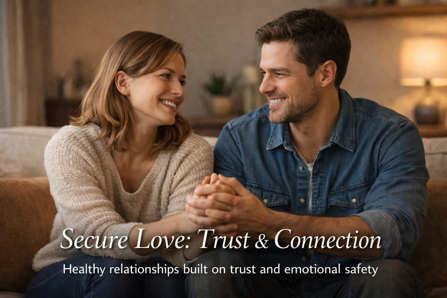 Happy couple holding hands, secure attachment style, emotional bonding, healthy relationship