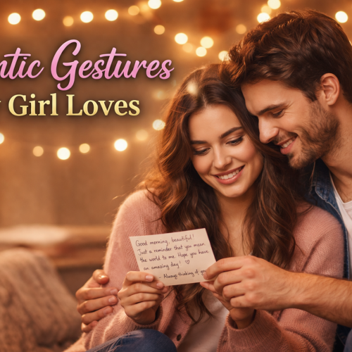Couple sharing romantic moment with handwritten notes and flowers